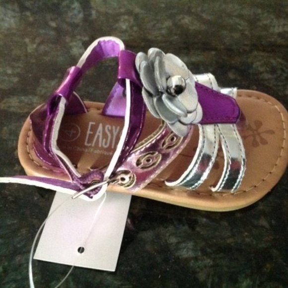 PURPLE SANDALS Girls Shoes by Easy USA Infant 5 - Picture 3 of 4
